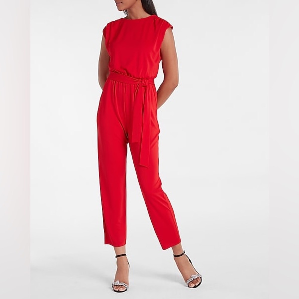 Smooth Matte Jersey Low Back Red Jumpsuit